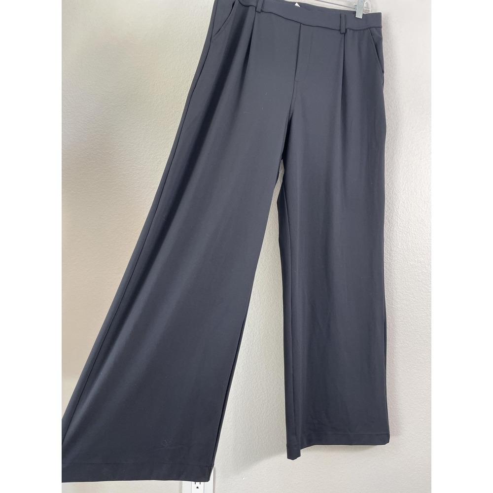 Halara Wide Leg Dress Pants Womens XL Tall Black Knit Pull On Stretch Work